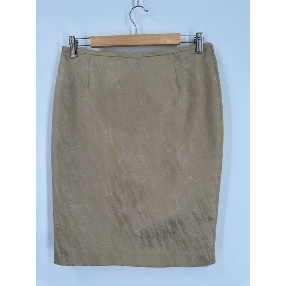 LeSuit Petite Gold Metallic Pencil‎ Skirt 4P - Picture 3 of 6